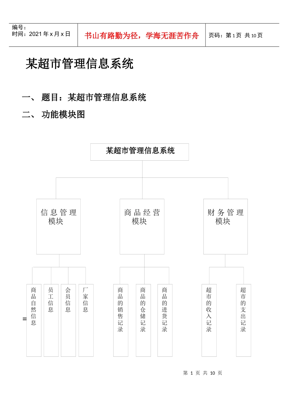 某超市管理信息系统_第1页