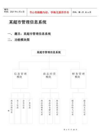 某超市管理信息系统