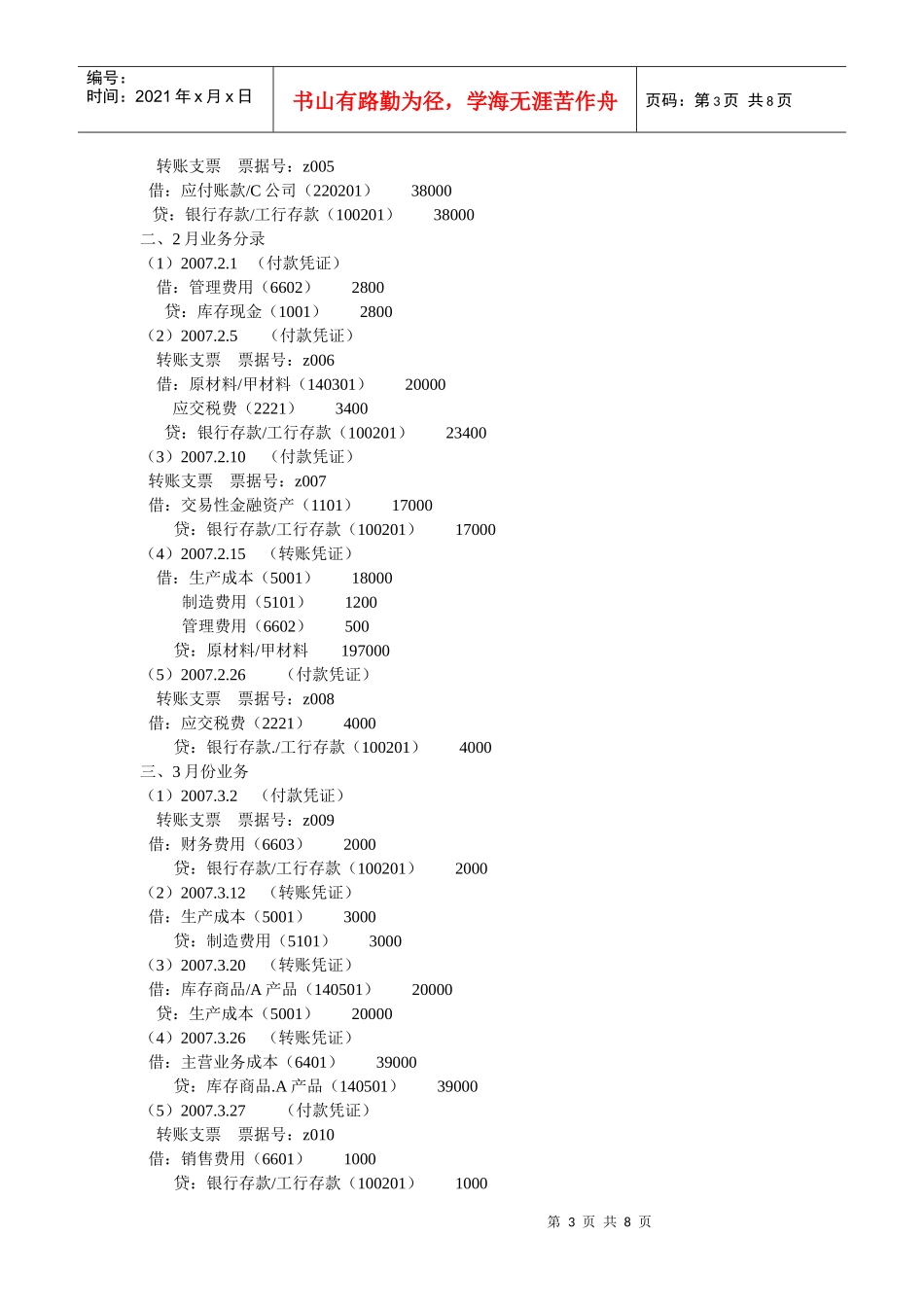 账套业务会计分录大全_第3页