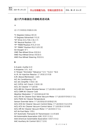 进口汽车维修技术缩略英语词典(1)