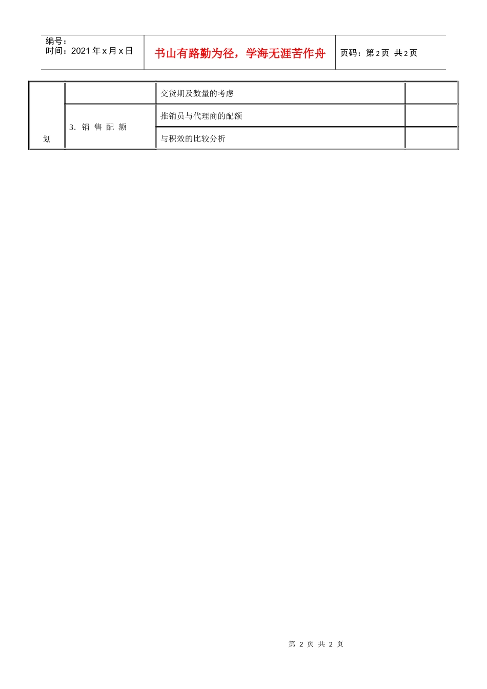 销售管理调查表（一）_第2页