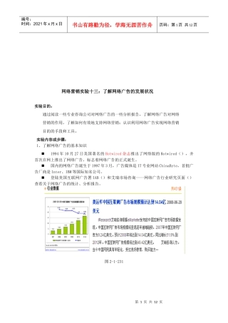 网络营销实验至了解网络广告的发展状况