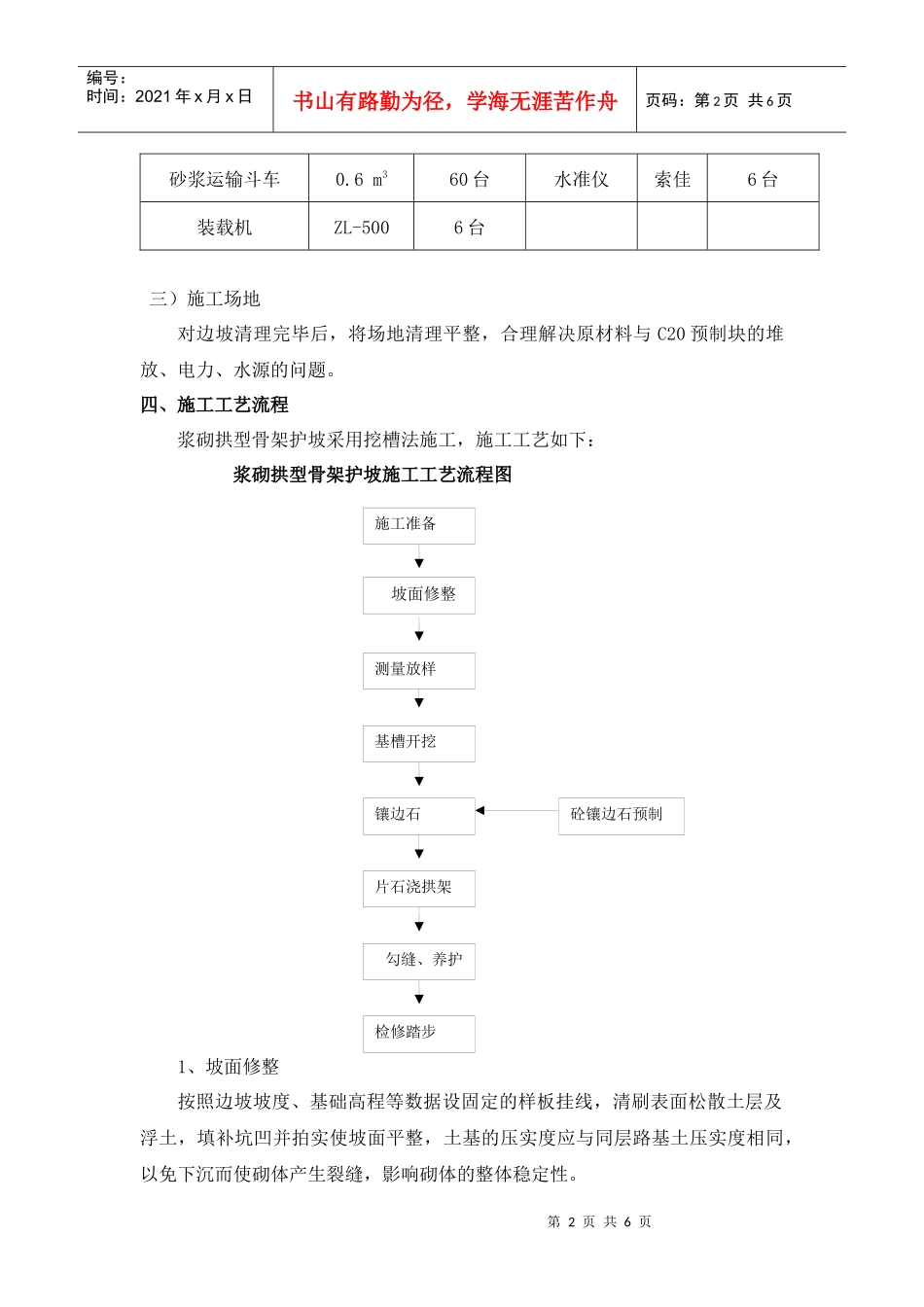 拱形骨架护坡施工方案(附施工祥图)_第2页