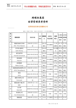 跨媒体集团经营参考资料