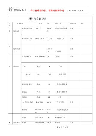 材料价格调查表