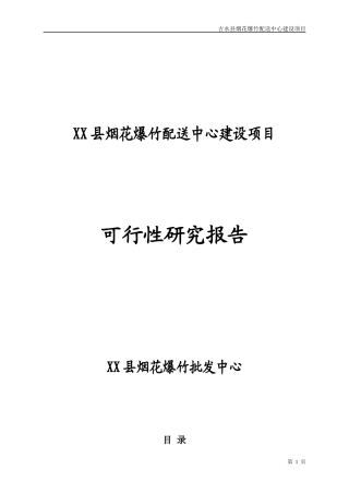 烟花爆竹销售项目可行性报告