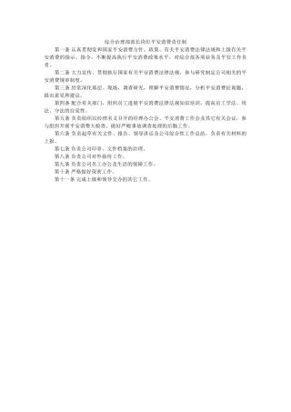 综合管ۥ理部部长岗位安全生产责任制精选 