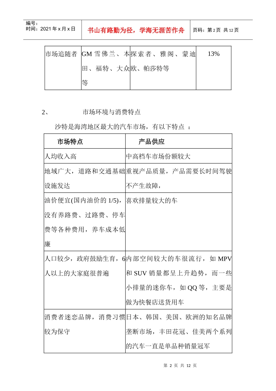 沙特汽车市场分析及开拓沙特汽车市场的建议_第2页
