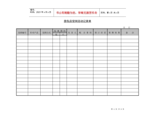 面包店促销活动记录单