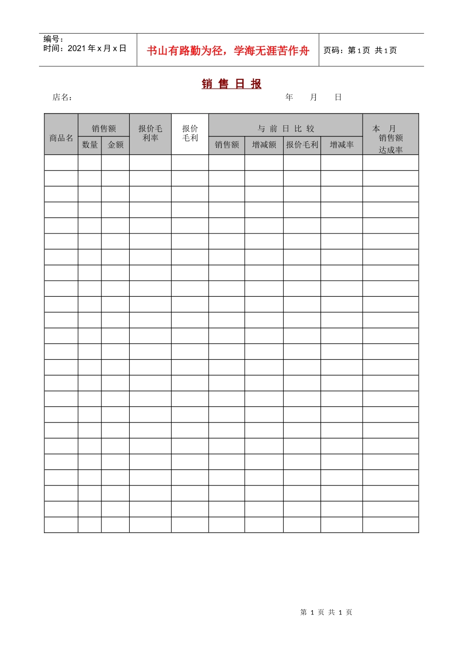 销售日报(1)_第1页