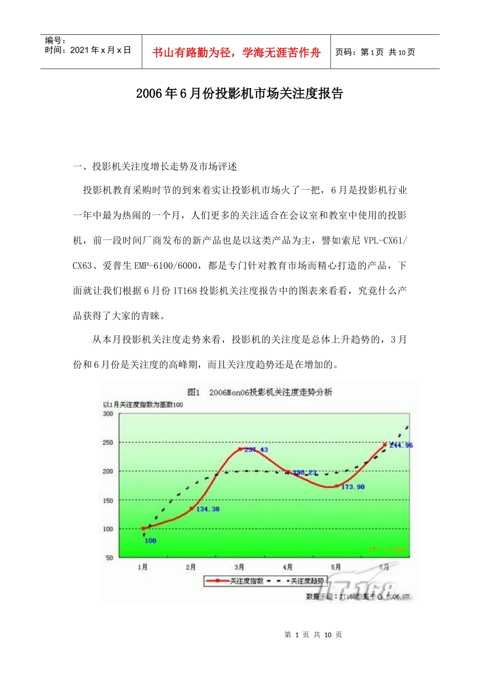 投影机市场关注度报告_第1页