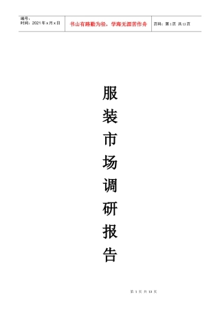 服装市场调研报告范本