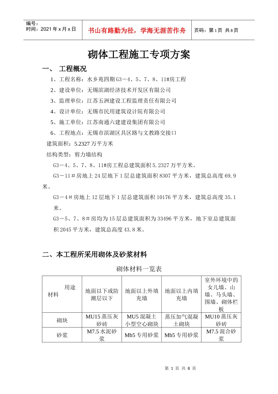 砌体工程专项施工方案_第1页