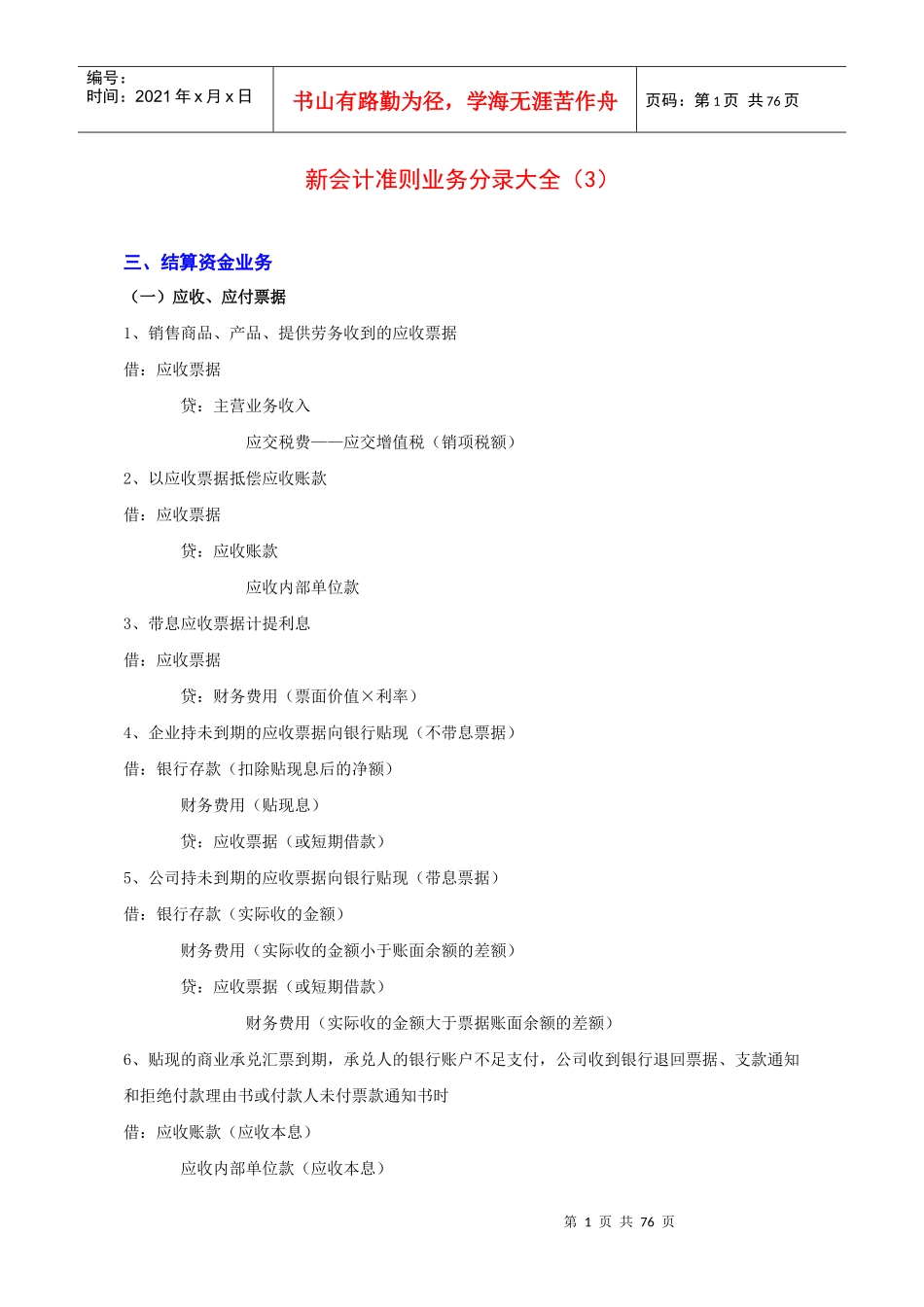 新会计准则业务分录大全_第1页