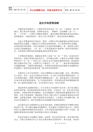 选定市场营销战略