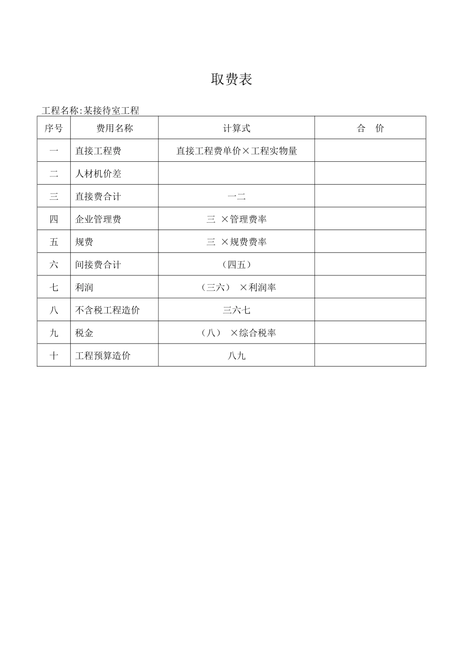 某接待室工程预算书_第1页