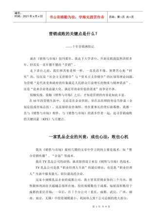 营销成败的关键点分析