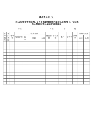 部门销售管理月报表(DOC1)(1)