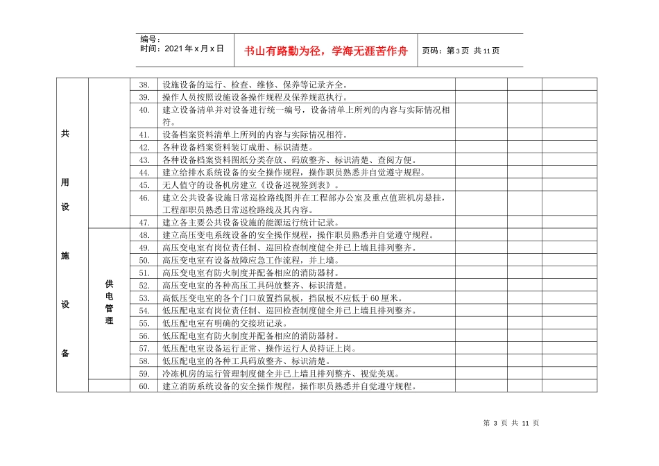 物业服务质量标准考核评分表(DOC11页)_第3页