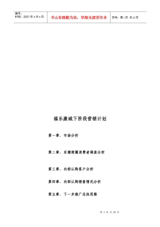 某楼盘下阶段营销计划