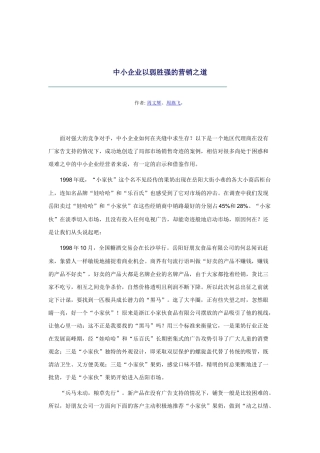 现代中小企业的营销技巧