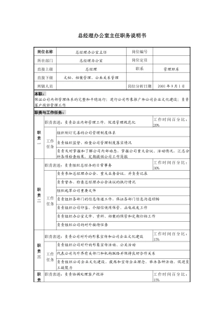 总经理办公室主任职务说明书
