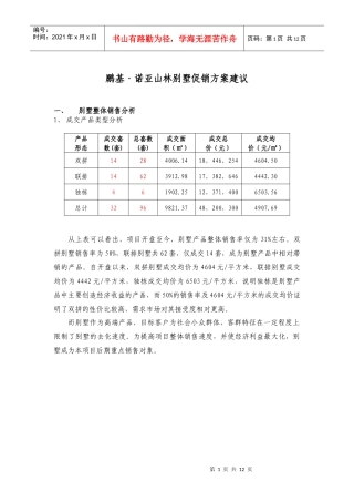长沙鹏基诺亚山林别墅促销方案建议案