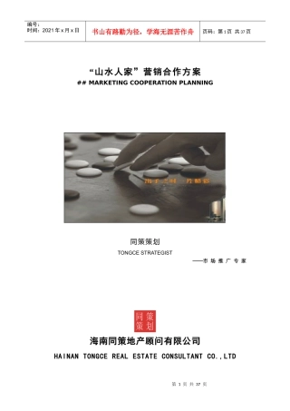 某地产顾问有限公司项目营销合作方案