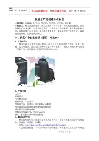 洗发水广告创意简析