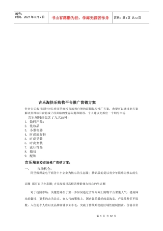 某购物平台推广营销方案