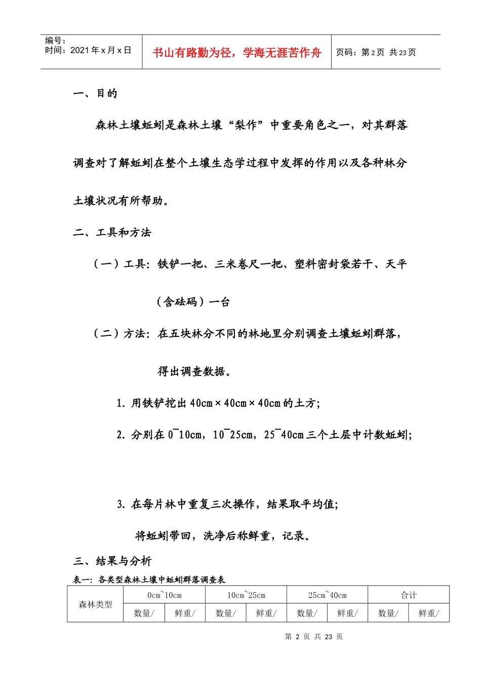 森林土壤蚯蚓群落与森林群落的调查_第2页