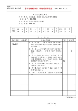 诊疗服务、健康谘询及药品管理作业程序-B