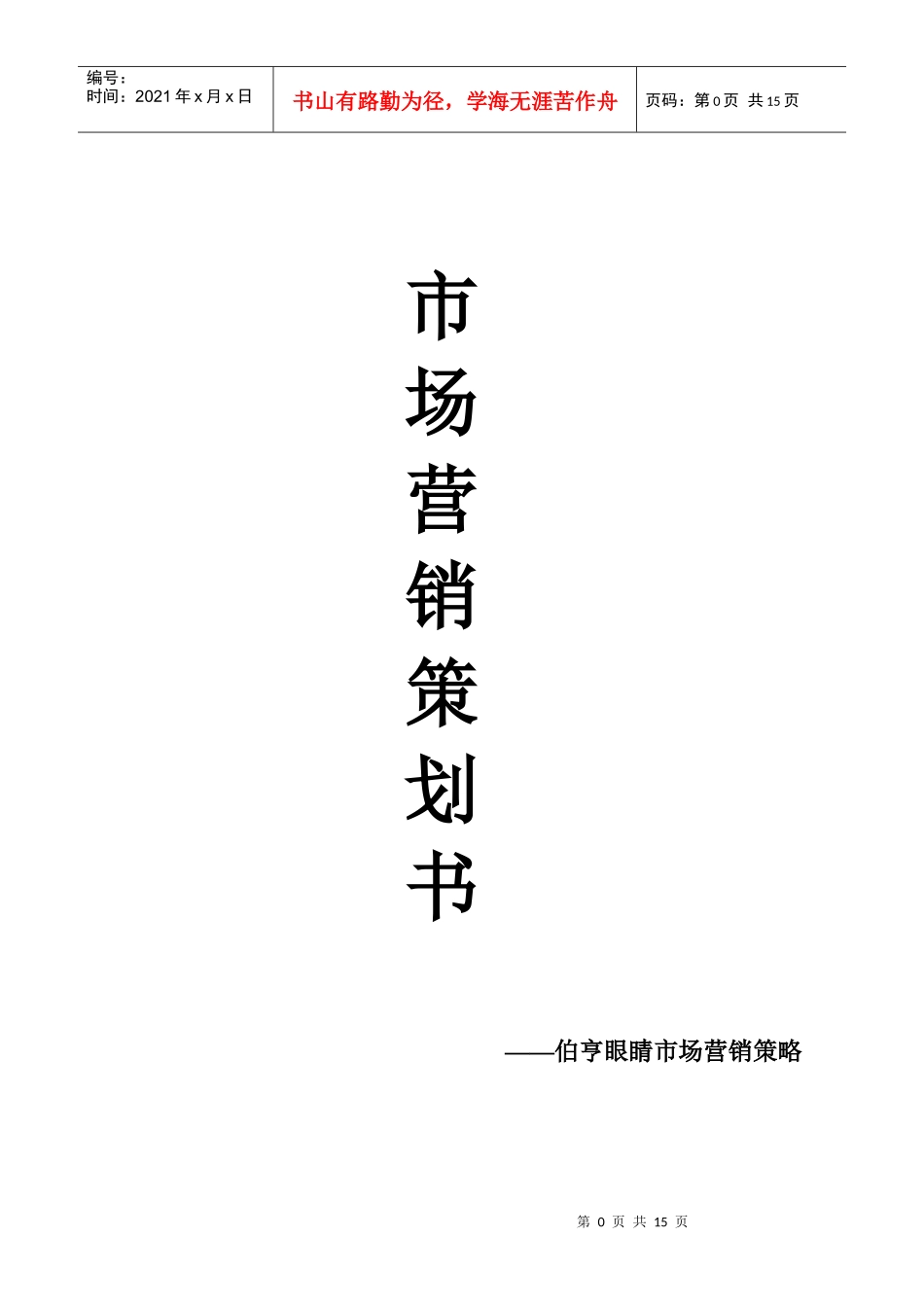 超越极致团队伯亨营销策略_第1页