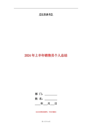 2024年上半年销售员个人总结
