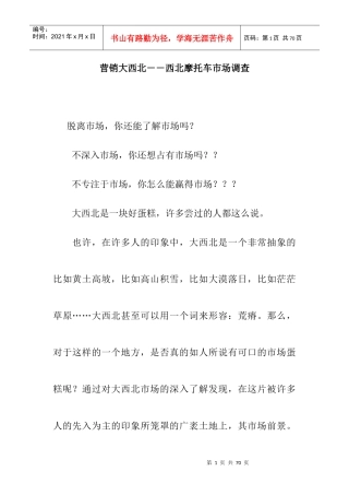 西北摩托车市场调查