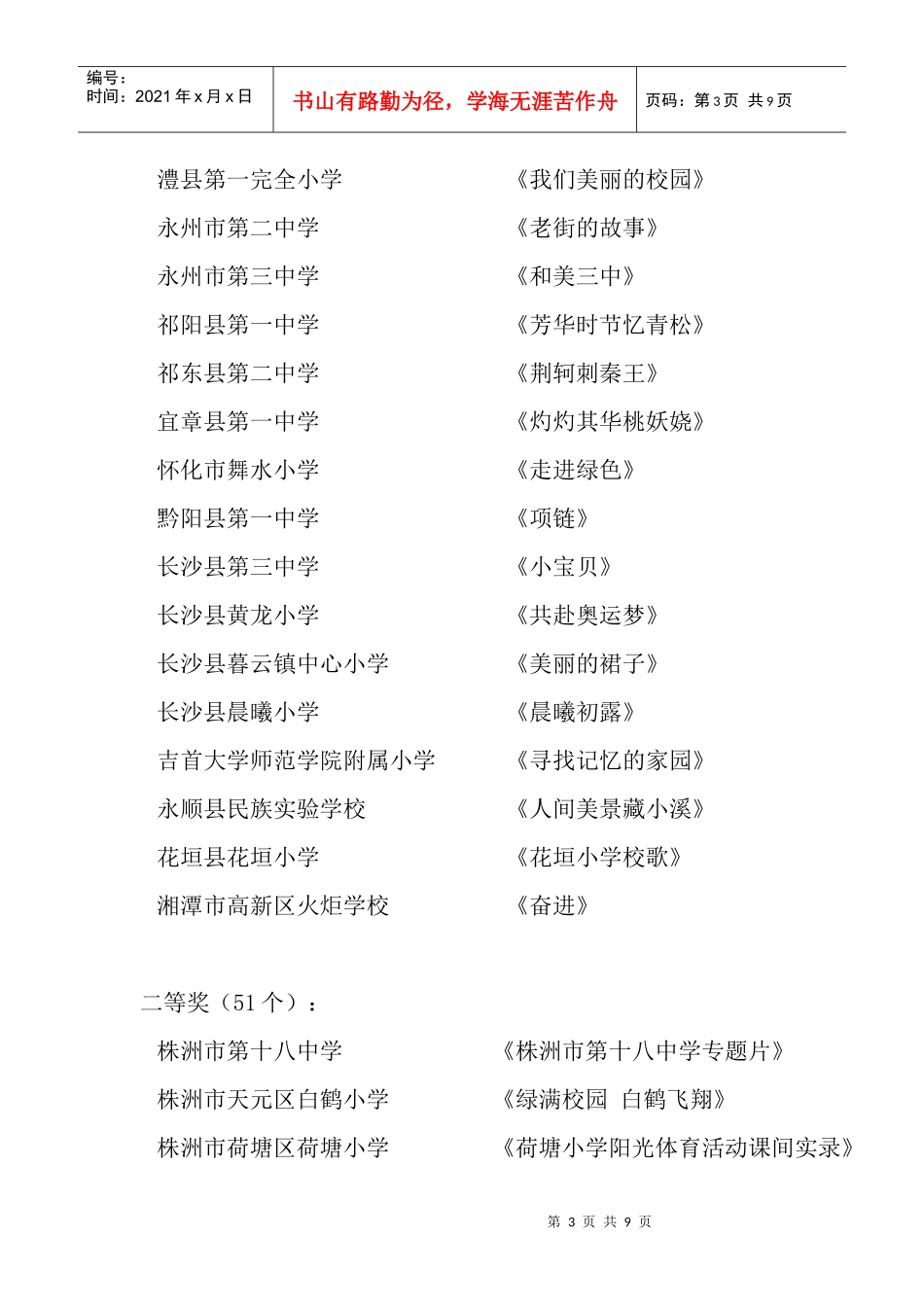 湖南省首届中小学校园电视节目暨数码摄影作品大赛_第3页