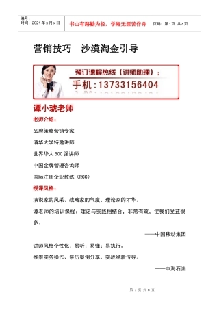 营销技巧 沙漠淘金引导