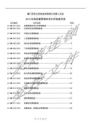 连锁药店门店制度汇编