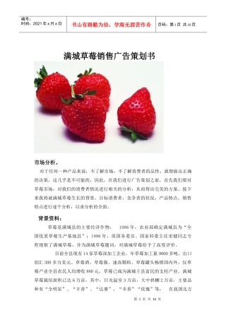 满城草莓销售广告策划