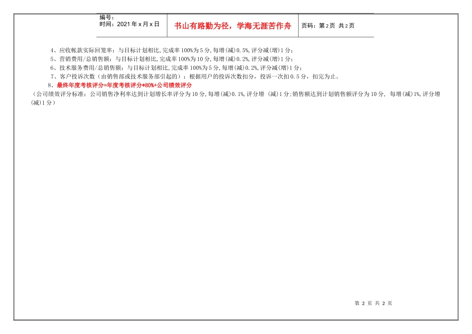 营销副总(年度考核)表_第2页