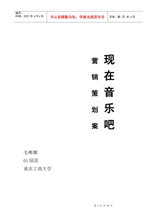 某某音乐吧营销策划方案