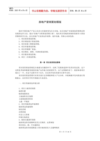 某公司房地产营销策划模版