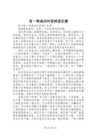 有一种成功叫坚持读后感