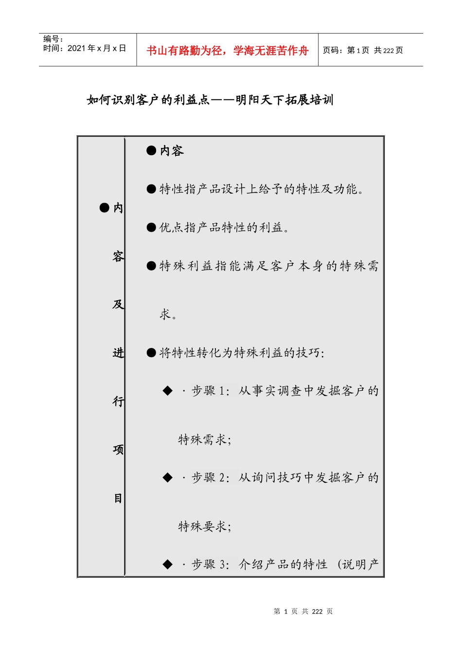 拓展训练销售人员职业技能与素质训练_第1页