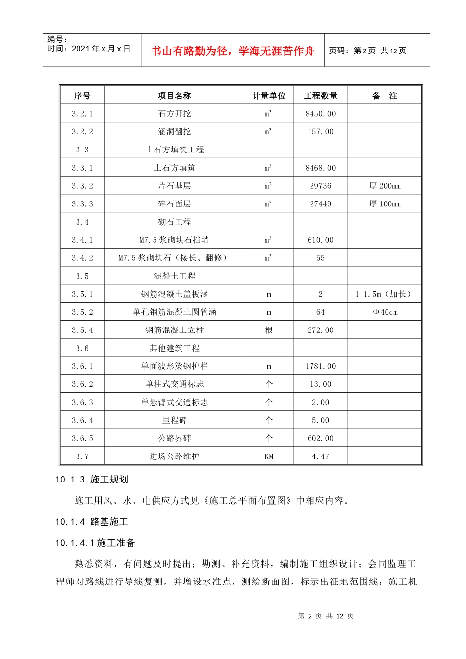 混凝土公路施工方案_第2页