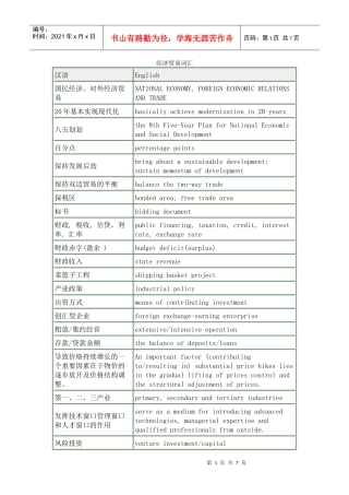 经济贸易词汇
