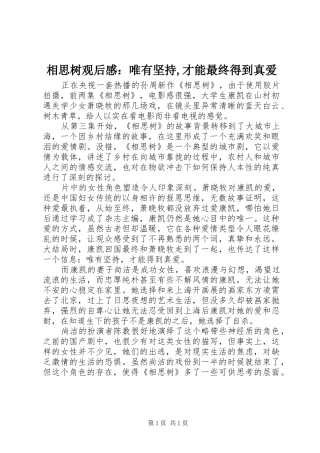 相思树观后感：唯有坚持,才能最终得到真爱