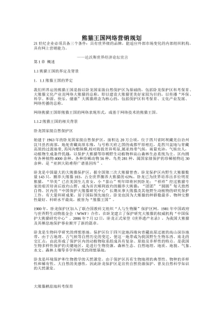 熊猫王国网络营销规划