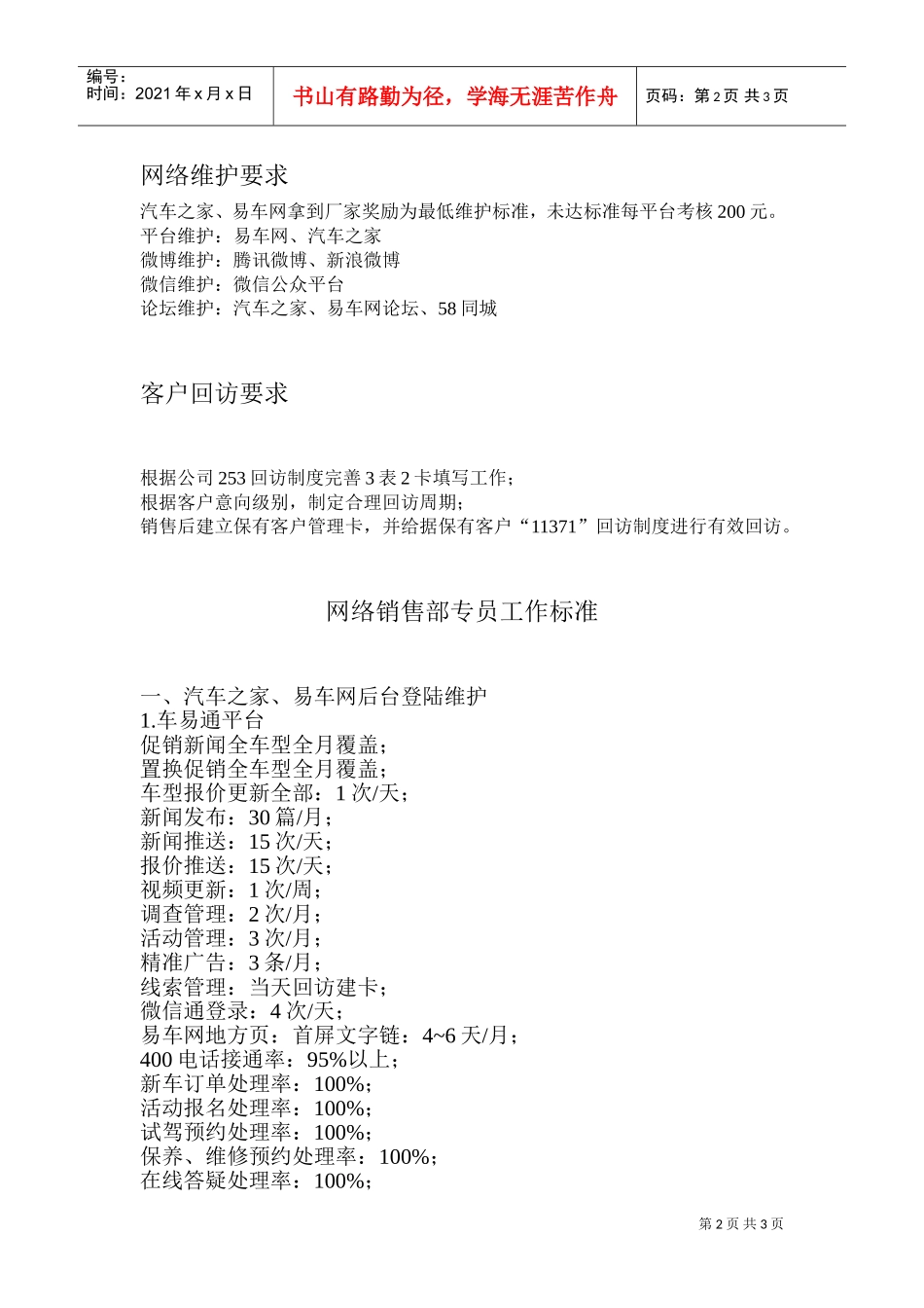 网络营销部岗位职责和规章制度(DOC4页)_第2页