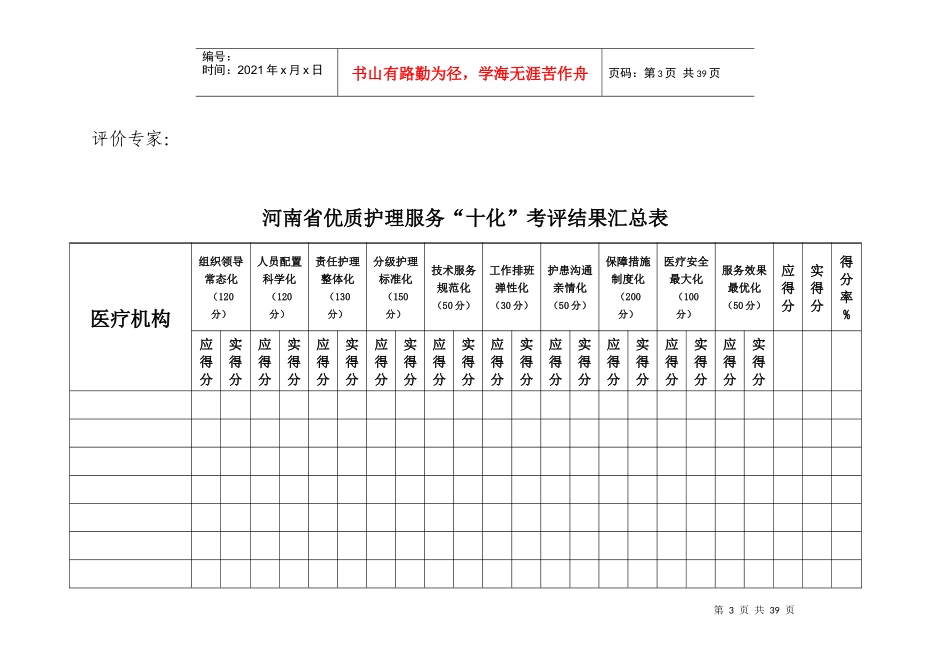 河南省优质护理服务“十化”评价标准(定稿)_第3页